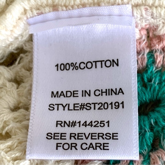 SINCERELY JULES CREAM WITH TEAL CROCHET ACCENTS MINI DRESS. WOMEN’S SIZE MEDIUM - Picture 7 of 8